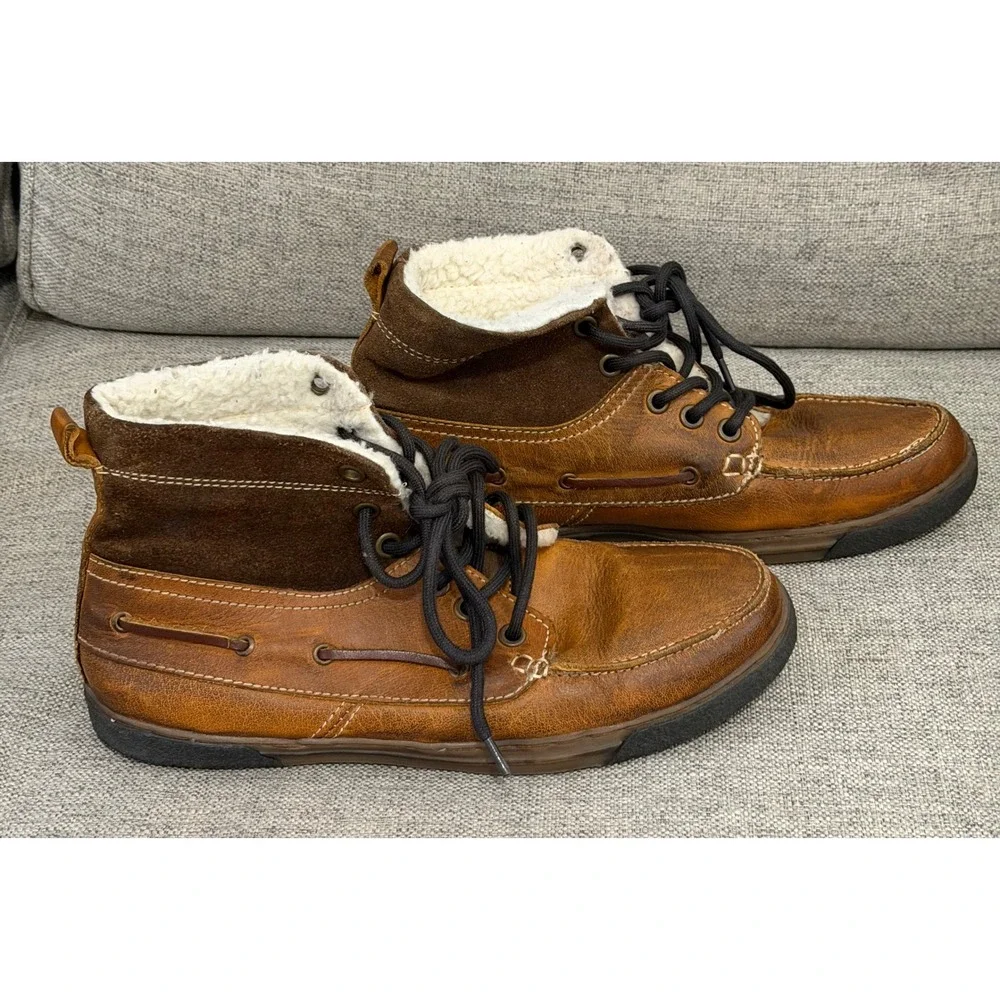 Aldo Womens sz EU 42 US 11 Brown Leather Faux Shearling Lined Moc Toe Ankle Boot